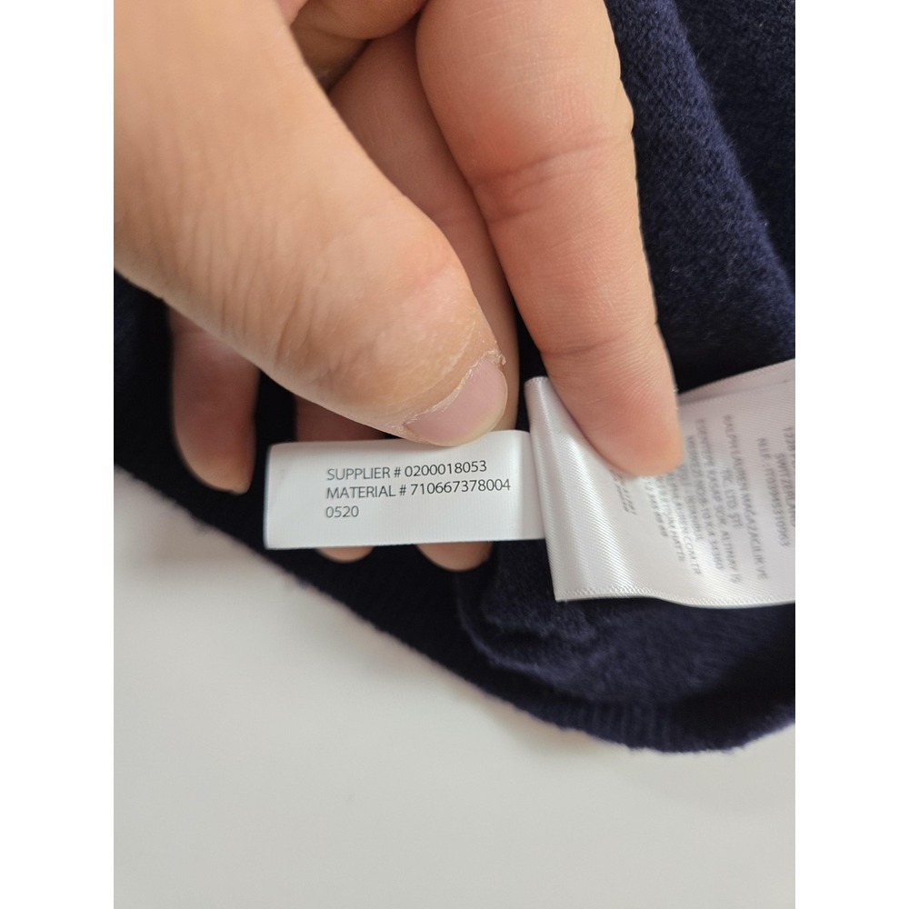 Polo Ralph Lauren Wool Sweater Men's Small Navy Blue Crewneck Pullover Knit Logo - Picture 6 of 12
